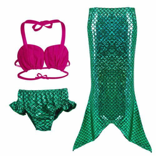Girls Mermaid Tail Swimmable Bikini Set Swimwear Swimsuit Costume Christmas Gift